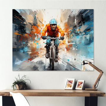 Bicycle Abstract Urban Cyclists - Bicycle Canvas Wall Art